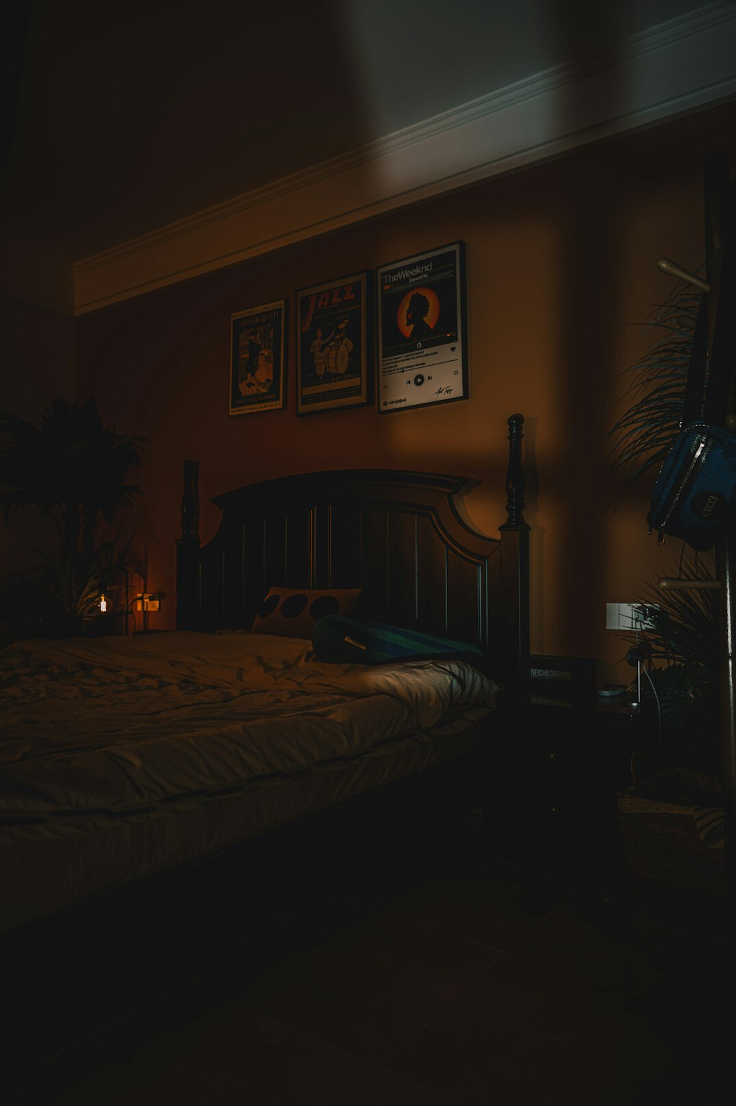 flickering candle in dark room