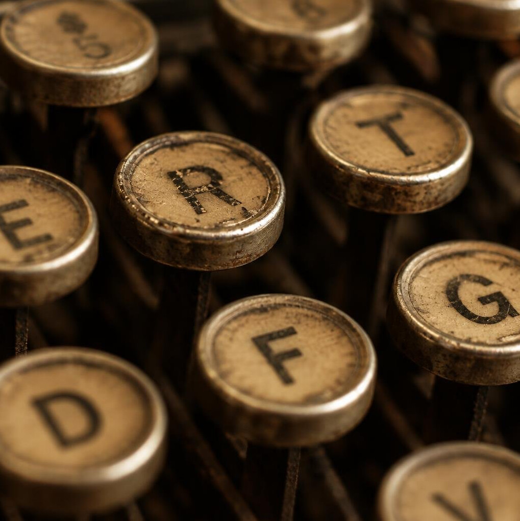Close-up of antique typewriter keys